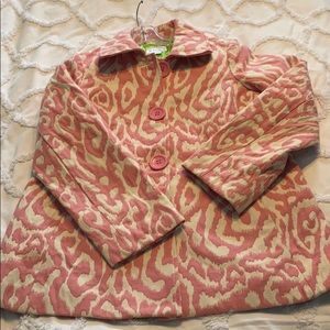 3 Sisters lined coat medium M like new pink zebra